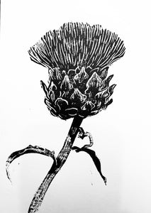 blooming artichoke block print 5"x7"