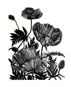 Poppy block print 11"x14"