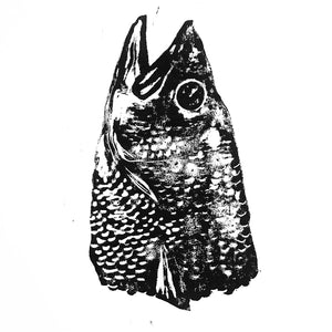 fish head block print 8"x10"